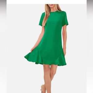 NWT CECE Womens Crepe Ruffled Trim Shift Dress